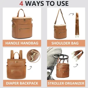 Leather Diaper Backpack with Changing Pad