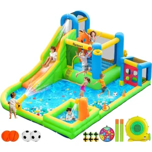 9-in-1 Inflatable Bounce House & Water Slide