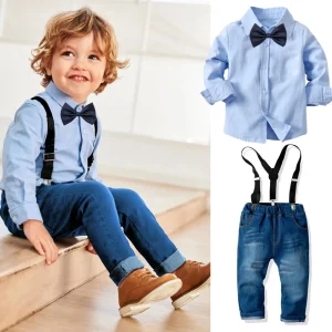 Boy Suspender Denim Jeans Set