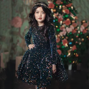 Girls Sequin Glitter Gown